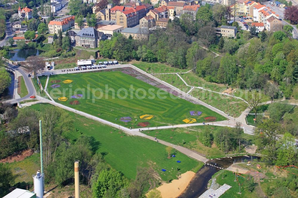 Löbau from above - View the site of the National Garden Show in Löbau in Saxony