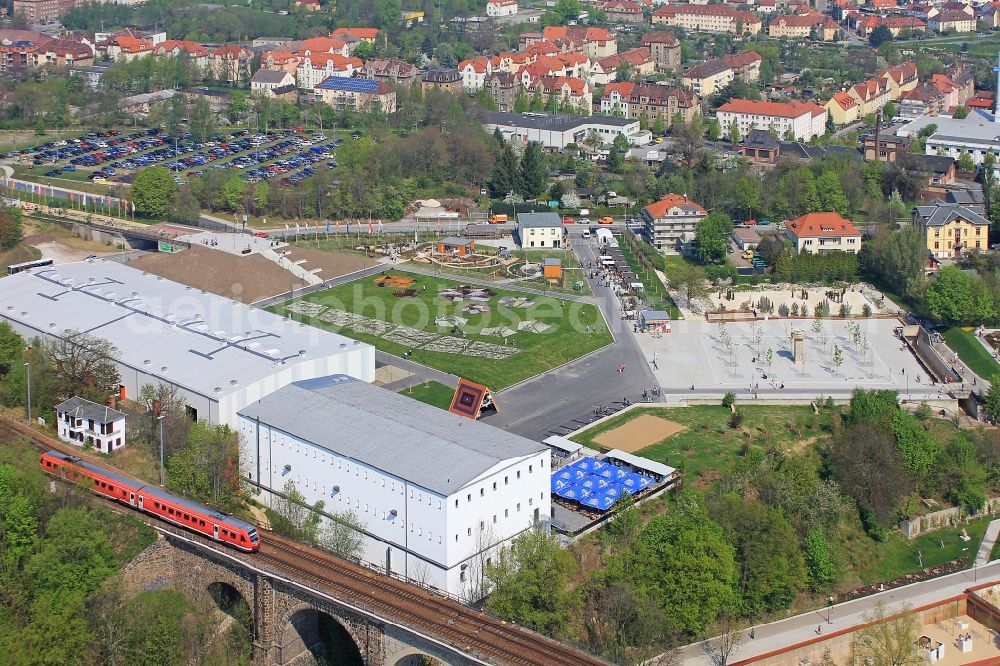 Aerial image Löbau - View the site of the National Garden Show in Löbau in Saxony