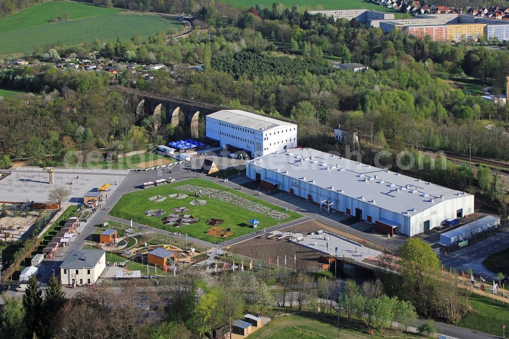 Aerial image Löbau - View the site of the National Garden Show in Löbau in Saxony