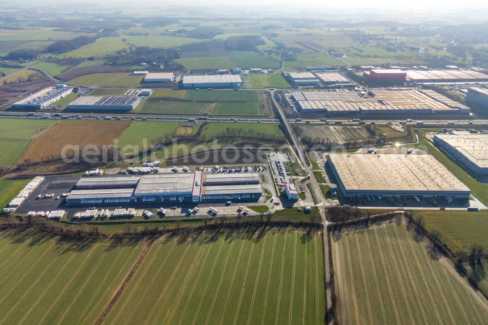 Hamm from above - New building complex on the site of the logistics center of DPD Deutschland GmbH on Osterboenener Weg in Hamm in the state North Rhine-Westphalia, Germany