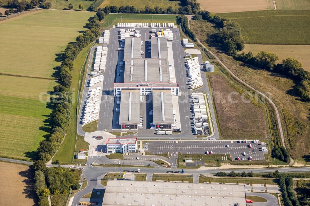 Aerial image Hamm - New building complex on the site of the logistics center of DPD Deutschland GmbH on Osterboenener Weg in Hamm in the state North Rhine-Westphalia, Germany