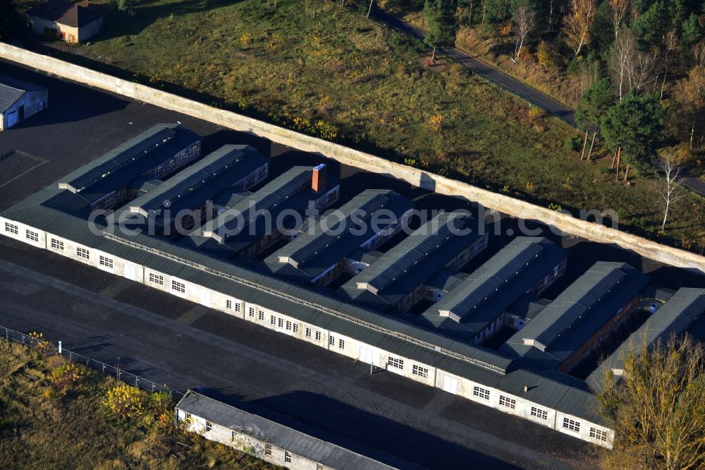 Aerial photograph Fürstenberg/Havel - Site of the dunning u. Memorial of the former concentration camp Ravensbrück concentration camp on the road of the nations in Fürstenberg / Havel in Brandenburg