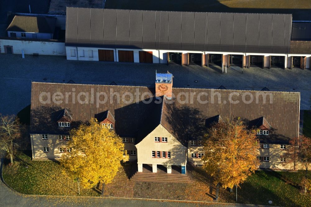 Aerial image Fürstenberg/Havel - Site of the dunning u. Memorial of the former concentration camp Ravensbrück concentration camp on the road of the nations in Fürstenberg / Havel in Brandenburg