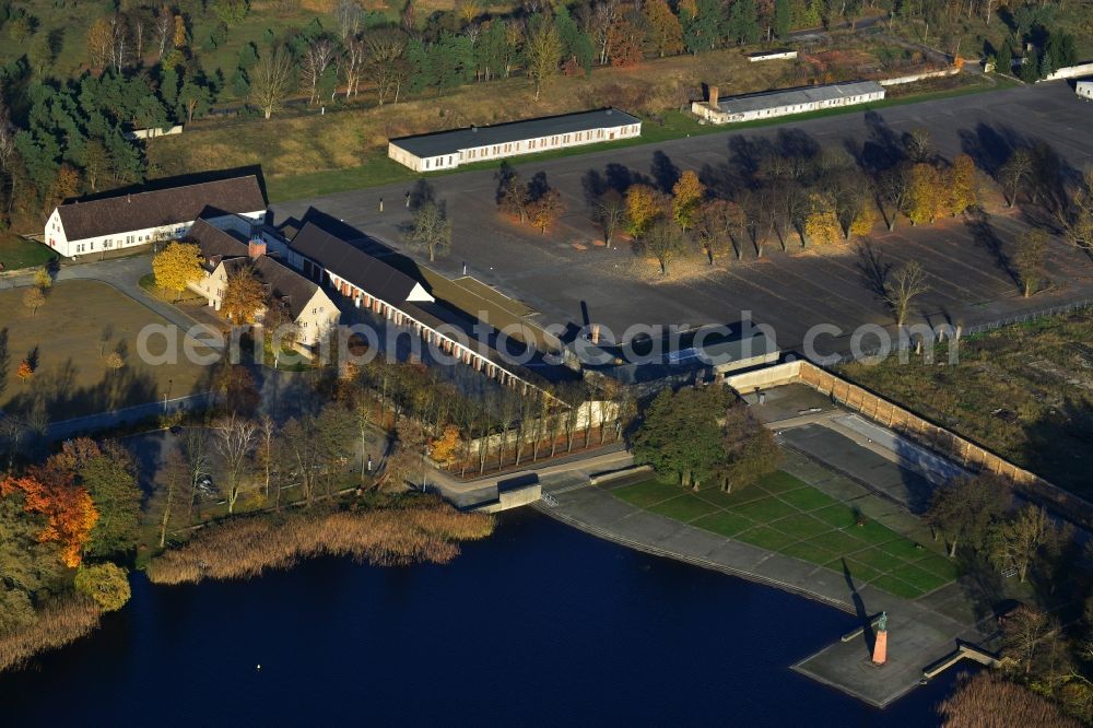 Aerial image Fürstenberg/Havel - Site of the dunning u. Memorial of the former concentration camp Ravensbrück concentration camp on the road of the nations in Fürstenberg / Havel in Brandenburg