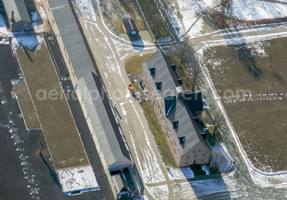 Fürstenberg/Havel from above - Site of the dunning u. Memorial of the former concentration camp Ravensbrueck concentration camp on the road of the nations in Fuerstenberg / Havel in Brandenburg