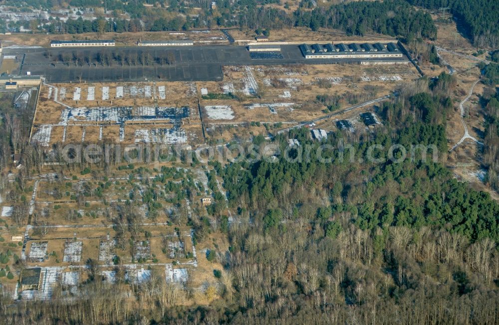 Aerial photograph Fürstenberg/Havel - Site of the dunning u. Memorial of the former concentration camp Ravensbrueck concentration camp on the road of the nations in Fuerstenberg / Havel in Brandenburg