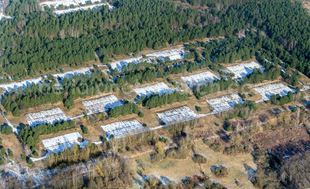 Fürstenberg/Havel from the bird's eye view: Site of the dunning u. Memorial of the former concentration camp Ravensbrueck concentration camp on the road of the nations in Fuerstenberg / Havel in Brandenburg