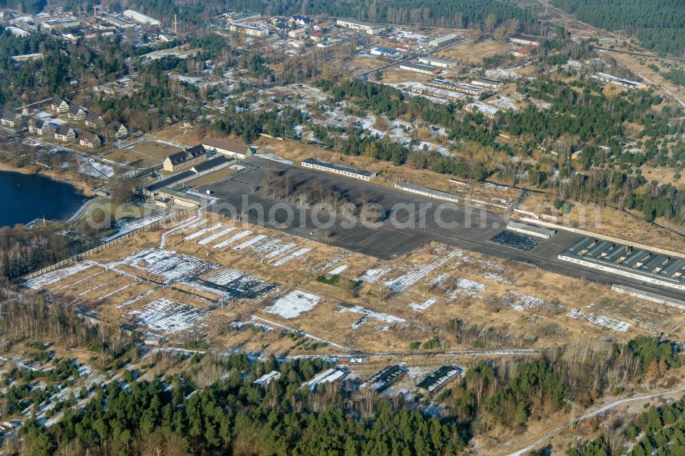 Aerial image Fürstenberg/Havel - Site of the dunning u. Memorial of the former concentration camp Ravensbrueck concentration camp on the road of the nations in Fuerstenberg / Havel in Brandenburg