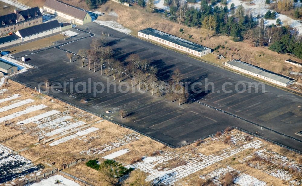 Aerial photograph Fürstenberg/Havel - Site of the dunning u. Memorial of the former concentration camp Ravensbrueck concentration camp on the road of the nations in Fuerstenberg / Havel in Brandenburg