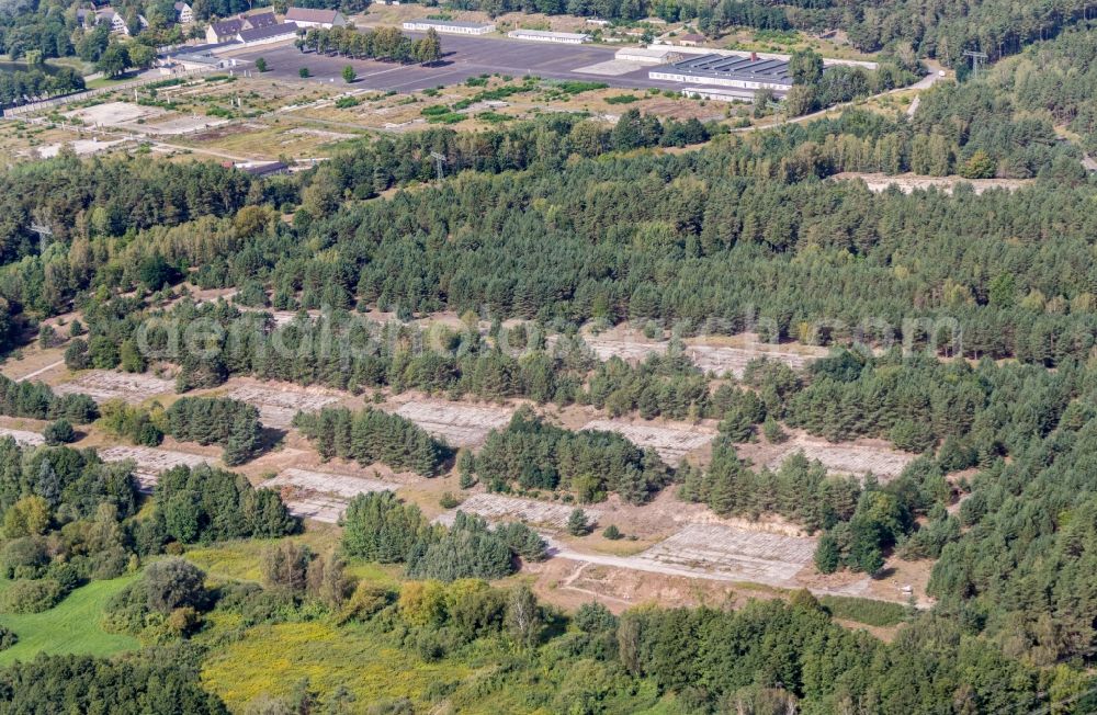 Fürstenberg/Havel from the bird's eye view: Site of the dunning u. Memorial of the former concentration camp Ravensbrueck concentration camp on the road of the nations in Fuerstenberg / Havel in Brandenburg