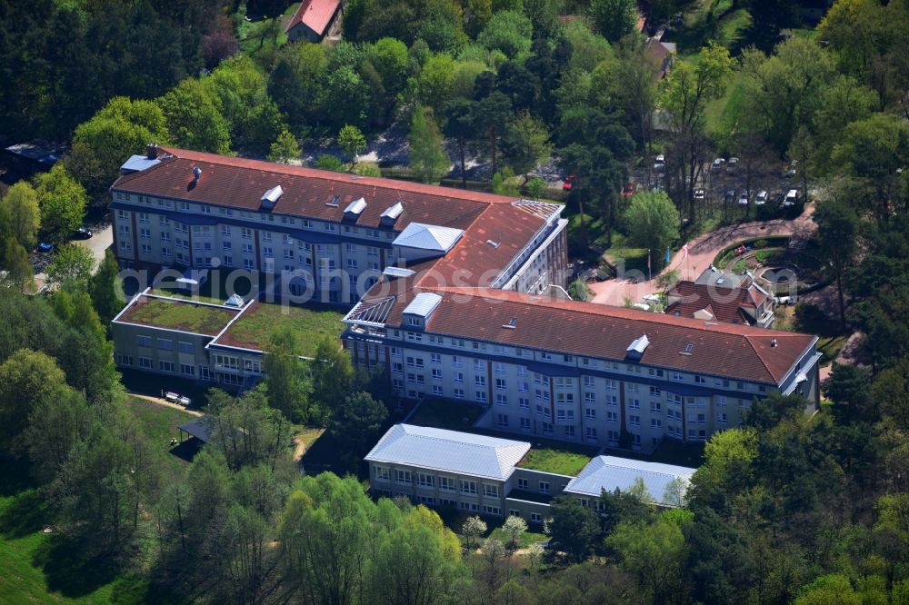 Aerial image Hoppegarten - The median hospital Hoppegarten in Brandenburg. The rehabilitation clinic Hoppegarten is a rehabilitation clinic for orthopedics, rheumatology, trauma and pain management, medical and vocational rehabilitation, EFL Competence Center