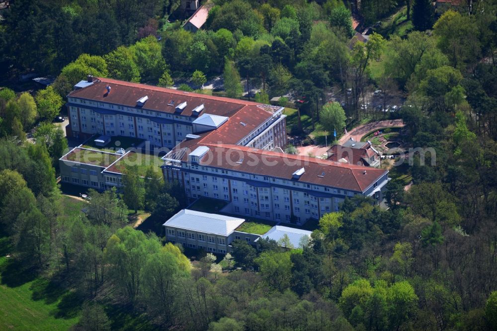 Aerial photograph Hoppegarten - The median hospital Hoppegarten in Brandenburg. The rehabilitation clinic Hoppegarten is a rehabilitation clinic for orthopedics, rheumatology, trauma and pain management, medical and vocational rehabilitation, EFL Competence Center