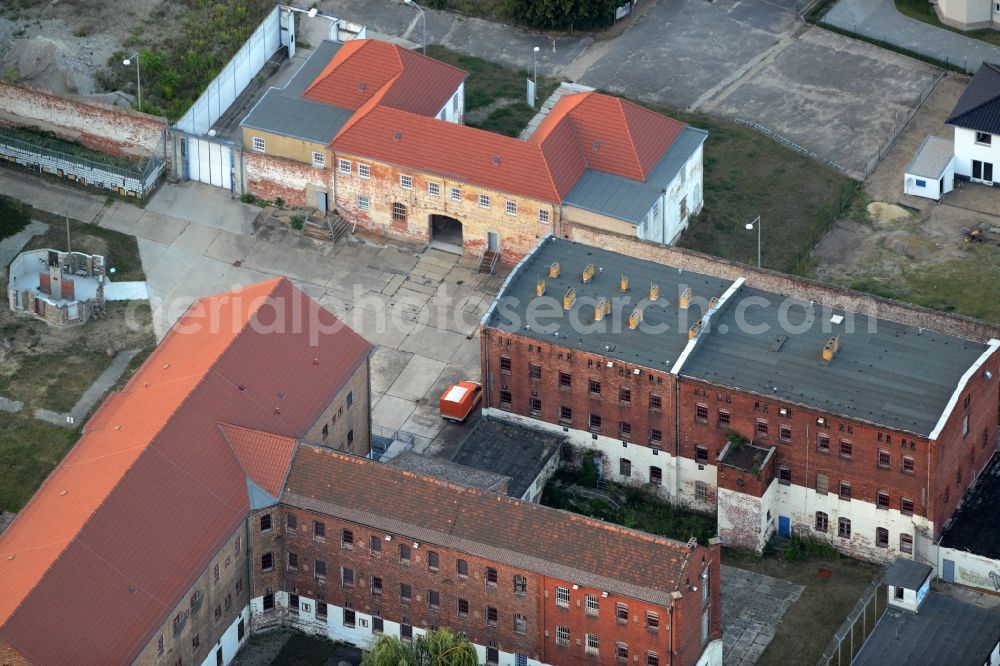 Aerial image Cottbus - Compound of the human rights centre in the former prison of Cottbus in the state Brandenburg. The historic compound is a memorial site and museum of the association human rights centre