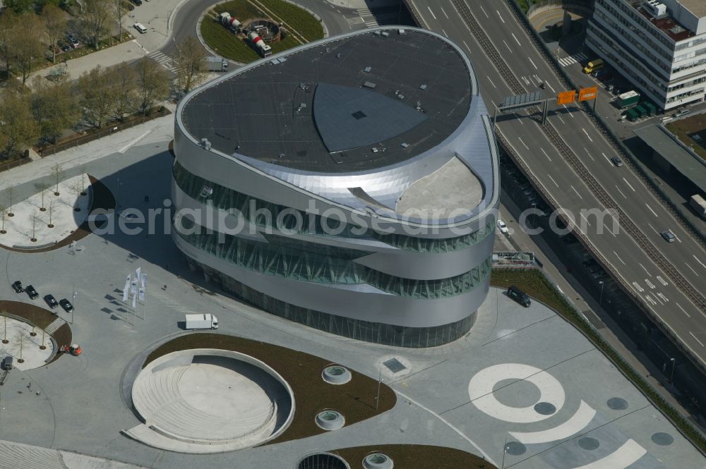 Aerial photograph Stuttgart - Site at the Mercedes-Benz Museum in Stuttgart in Baden-Wuerttemberg