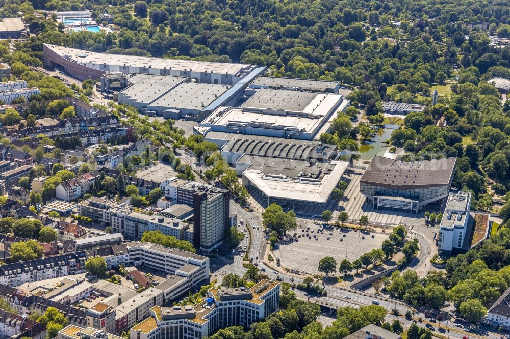 Aerial photograph Essen - Fairground in the Norbertstrasse overlooking the GRUGA-Halle on Messeplatz in Essen in the state North Rhine-Westphalia