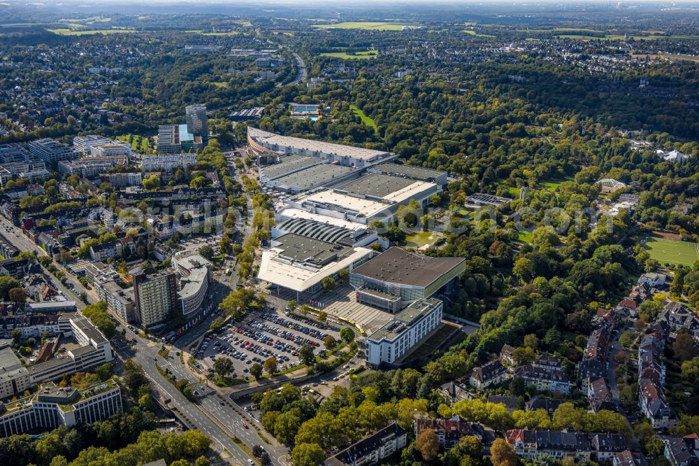 Essen from above - Fairground in the Norbertstrasse overlooking the GRUGA-Halle on Messeplatz in Essen in the state North Rhine-Westphalia