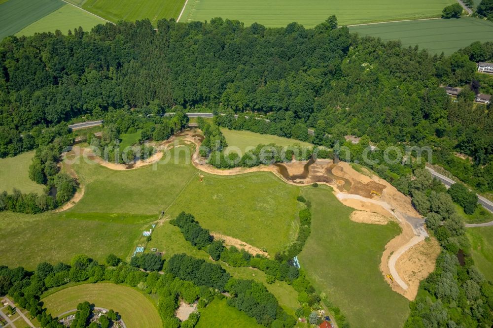 Warstein from the bird's eye view: Reclamation of land Moehne meadow near Allagen in Warstein in North Rhine-Westphalia