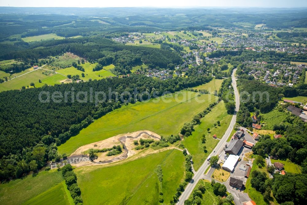 Aerial image Warstein - Reclamation of land Moehne meadow near Allagen in Warstein in North Rhine-Westphalia