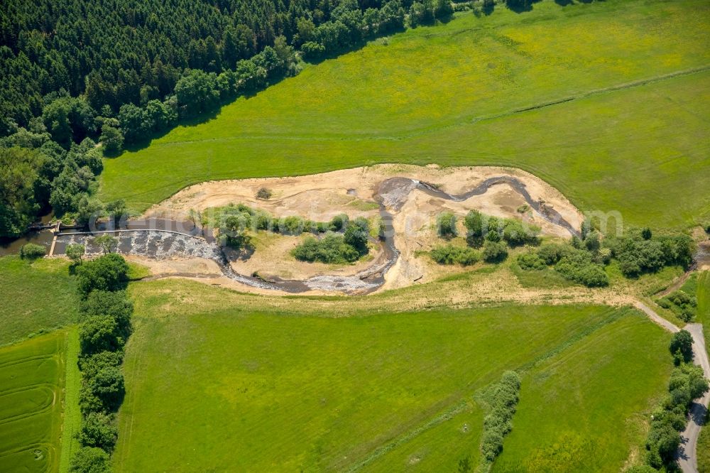 Aerial photograph Warstein - Reclamation of land Moehne meadow near Allagen in Warstein in North Rhine-Westphalia