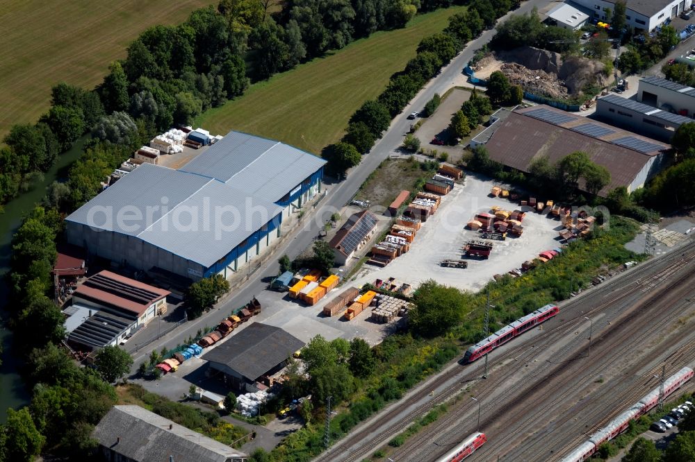 Lauda-Königshofen from above - Site waste and recycling sorting of Kuehl Entsorgung & Recycling Suedwest GmbH in of Tauberstrasse in Lauda-Koenigshofen in the state Baden-Wurttemberg, Germany