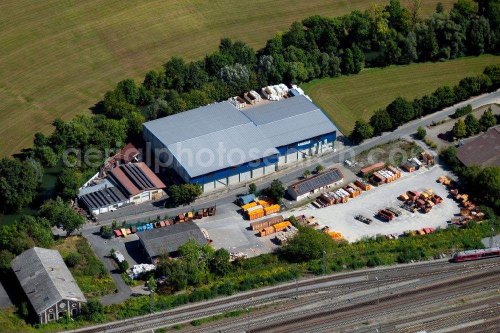 Lauda-Königshofen from the bird's eye view: Site waste and recycling sorting of Kuehl Entsorgung & Recycling Suedwest GmbH in of Tauberstrasse in Lauda-Koenigshofen in the state Baden-Wurttemberg, Germany