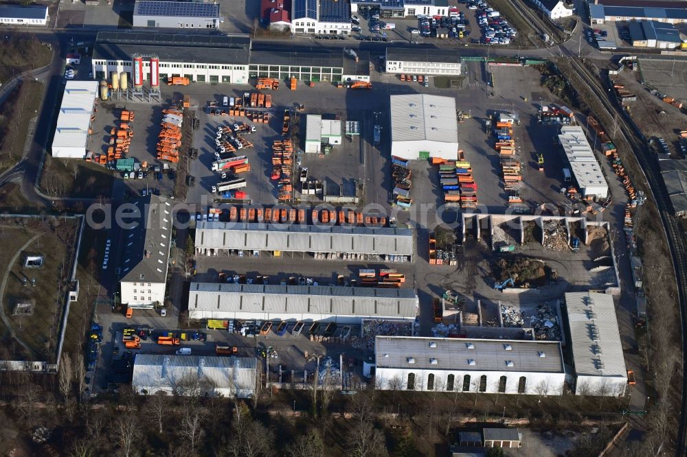 Aerial image Halle (Saale) - Site waste and recycling sorting of WER-Wertstofferfassung and Recycling Halle GmbH in the district Thaerviertel in Halle (Saale) in the state Saxony-Anhalt, Germany