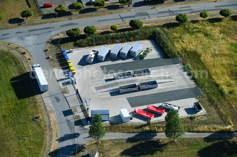 Woldegk from the bird's eye view: Site waste and recycling sorting in Woldegk in the state Mecklenburg - Western Pomerania, Germany