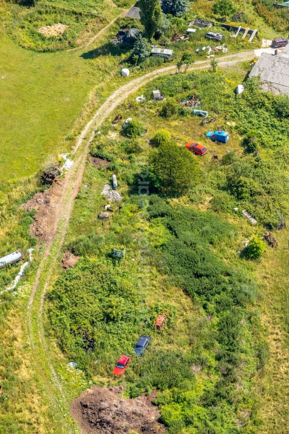 Aerial image Wetter (Ruhr) - Site of the landfill and scrap yard to Autowrack- disposal and disassembly in the district Esborn in Wetter (Ruhr) in the state North Rhine-Westphalia, Germany