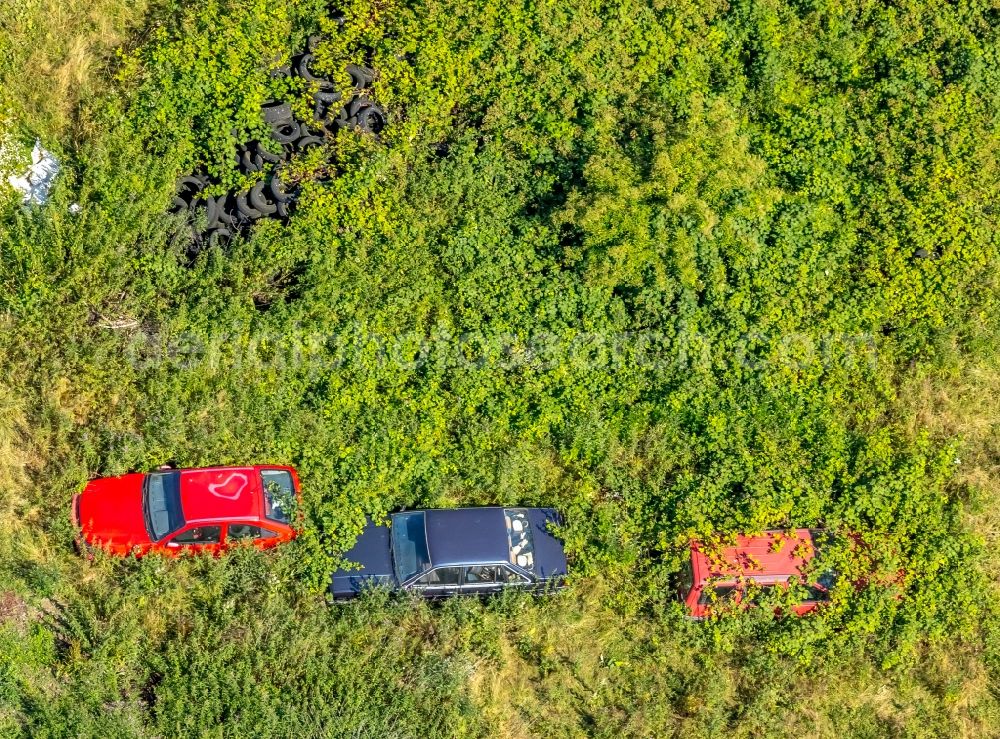 Wetter (Ruhr) from above - Site of the landfill and scrap yard to Autowrack- disposal and disassembly in the district Esborn in Wetter (Ruhr) in the state North Rhine-Westphalia, Germany