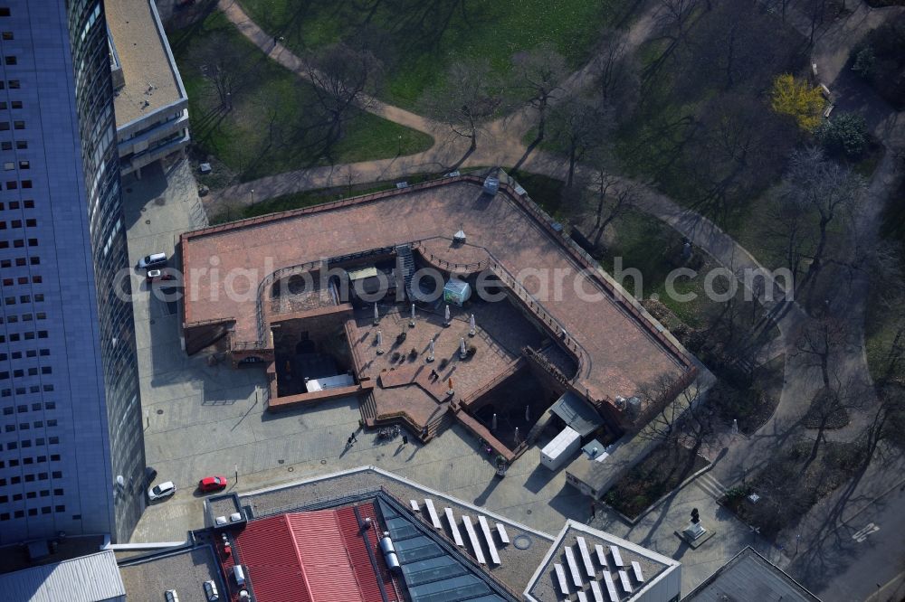 Aerial image Leipzig - Terrain Moritzbastei at the University Road in Leipzig in Saxony