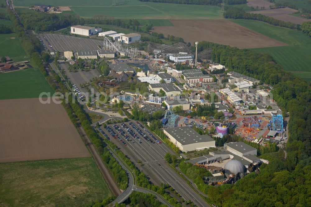 Bottrop - Kirchhellen from the bird's eye view: Blick auf das Gelände des Movie Park in Kirchhellen, einem der größten Freizeitparks Deutschlands.