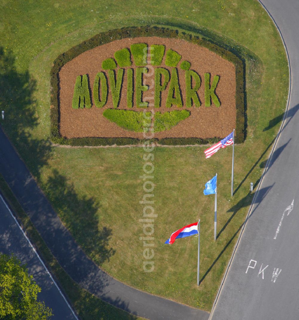 Bottrop - Kirchhellen from above - Blick auf das Gelände des Movie Park in Kirchhellen, einem der größten Freizeitparks Deutschlands.