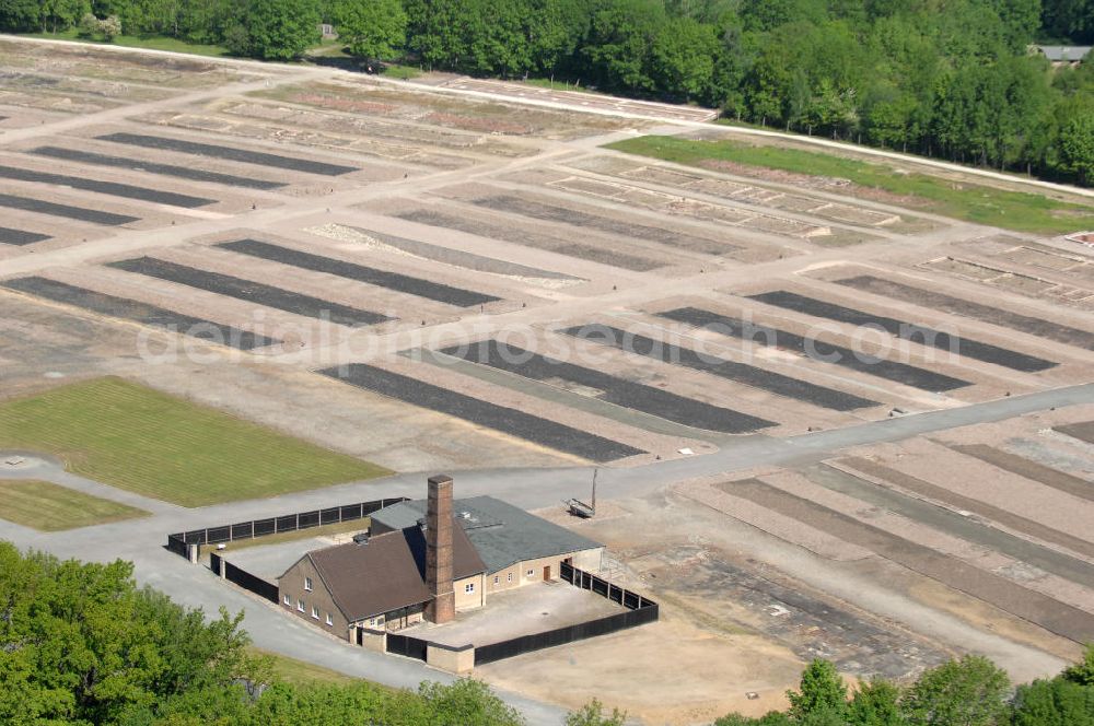 Aerial photograph Weimar - Buchenwald - Blick das Gelände der Nationalen Mahn- und Gedenkstätte auf dem Gelände des ehem. Konzentrationslagers KL Buchenwald. View the site of the National memorial at the site of former concentration camp Buchenwald.