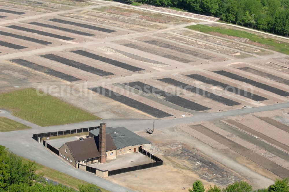 Weimar - Buchenwald from above - Blick das Gelände der Nationalen Mahn- und Gedenkstätte auf dem Gelände des ehem. Konzentrationslagers KL Buchenwald. View the site of the National memorial at the site of former concentration camp Buchenwald.