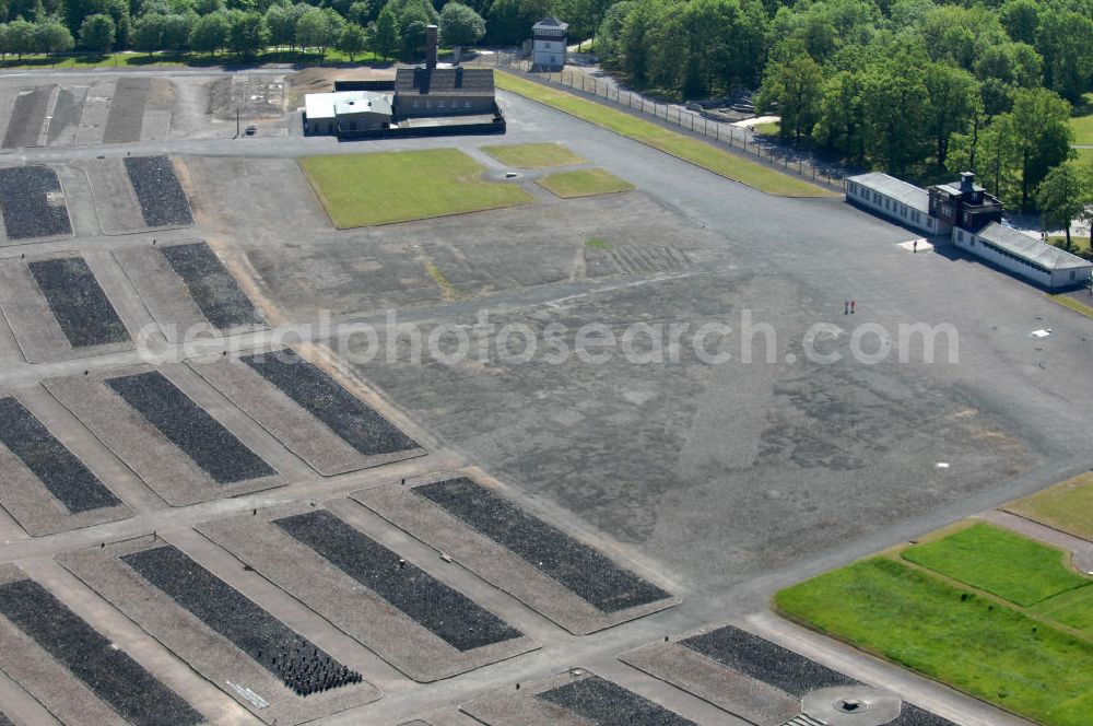 Weimar - Buchenwald from above - Blick das Gelände der Nationalen Mahn- und Gedenkstätte auf dem Gelände des ehem. Konzentrationslagers KL Buchenwald. View the site of the National memorial at the site of former concentration camp Buchenwald.