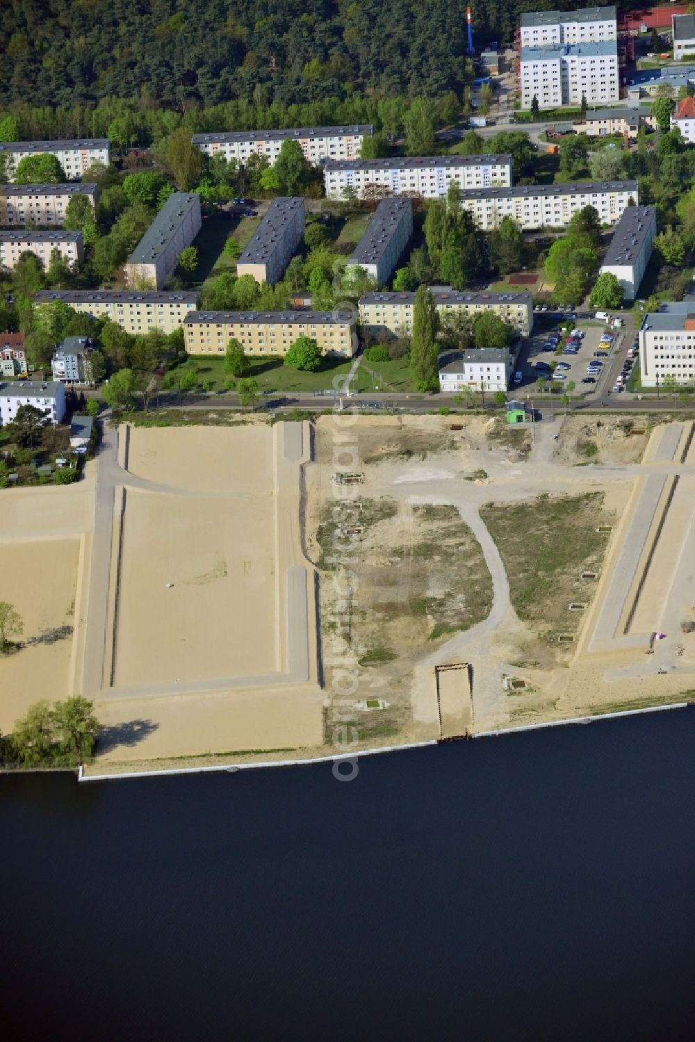 Berlin from above - View of the area of the new construction project NeueWasserliebe - 52 Grad Nord Wohnen am Wasser in Berlin-Gruenau in the district of Gruenau in Berlin