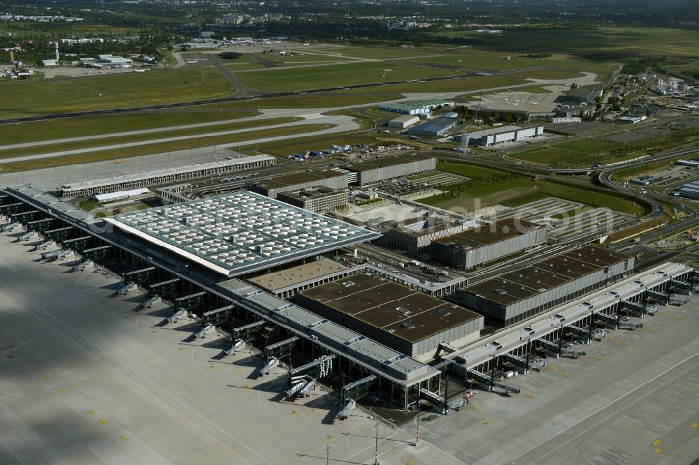 Aerial image Schönefeld - Site of the new airport BER / BBI AIRPORT BERLIN BRANDENBURG Willi Brandt in Schönefeld in Brandenburg. The new terminal is in the south of the airport Berlin -Schoenefeld quality built