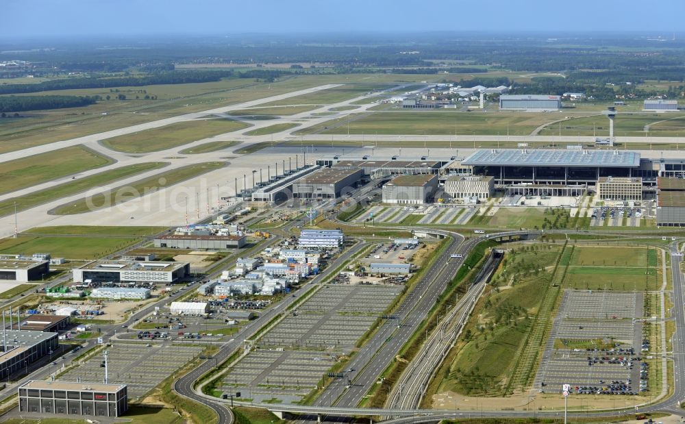 Aerial image Schönefeld - Site of the new airport BER / BBI AIRPORT BERLIN BRANDENBURG Willi Brandt in Schönefeld in Brandenburg. The new terminal is in the south of the airport Berlin -Schoenefeld quality built