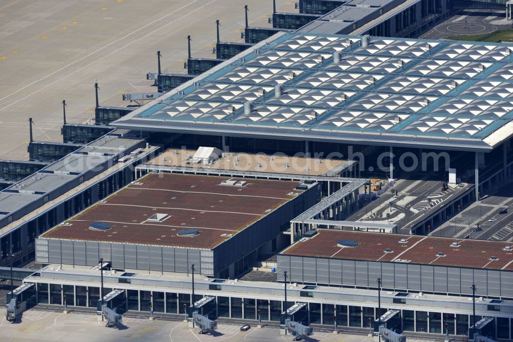 Schönefeld from the bird's eye view: Site of the new airport BER / BBI AIRPORT BERLIN BRANDENBURG Willi Brandt in Schönefeld in Brandenburg. The new terminal is in the south of the airport Berlin -Schoenefeld quality built