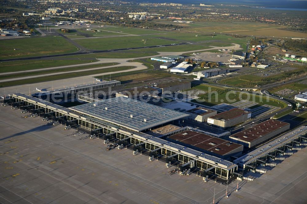 Aerial image Schönefeld - Site of the new airport BER / BBI AIRPORT BERLIN BRANDENBURG Willi Brandt in Schönefeld in Brandenburg. The new terminal is in the south of the airport Berlin -Schoenefeld quality built