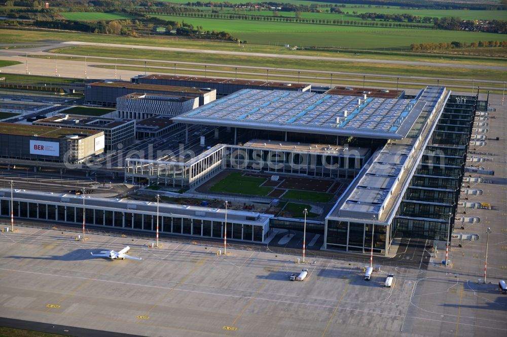 Aerial image Schönefeld - Site of the new airport BER / BBI AIRPORT BERLIN BRANDENBURG Willi Brandt in Schönefeld in Brandenburg. The new terminal is in the south of the airport Berlin -Schoenefeld quality built