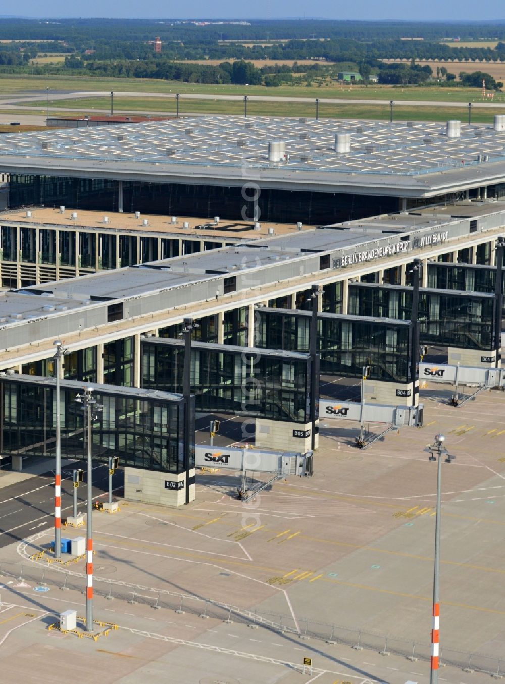 Schönefeld from the bird's eye view: Site of the new airport BER / BBI AIRPORT BERLIN BRANDENBURG Willi Brandt in Schönefeld in Brandenburg. The new terminal is in the south of the airport Berlin -Schoenefeld quality built