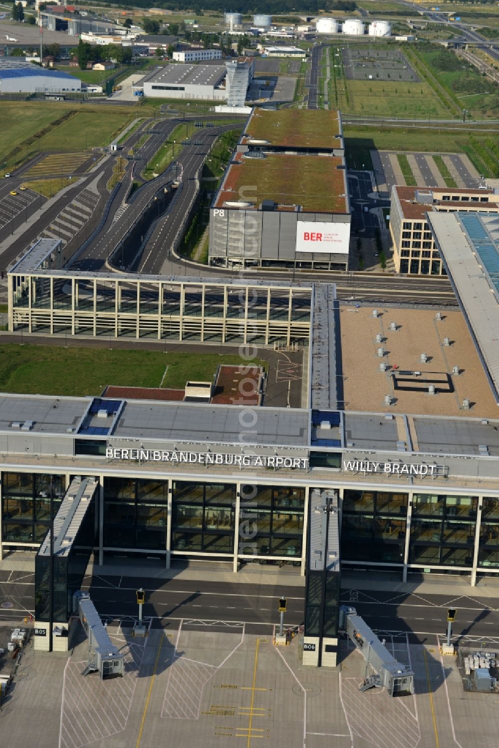 Schönefeld from the bird's eye view: Site of the new airport BER / BBI AIRPORT BERLIN BRANDENBURG Willi Brandt in Schönefeld in Brandenburg. The new terminal is in the south of the airport Berlin -Schoenefeld quality built