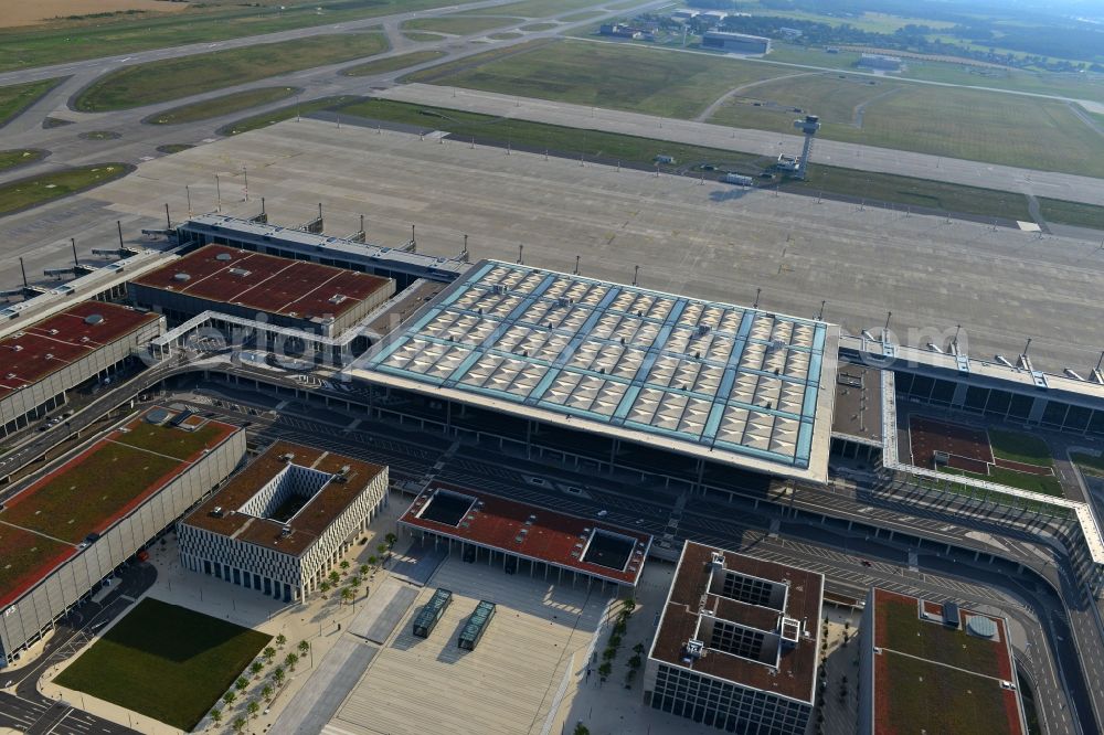 Schönefeld from above - Site of the new airport BER / BBI AIRPORT BERLIN BRANDENBURG Willi Brandt in Schönefeld in Brandenburg. The new terminal is in the south of the airport Berlin -Schoenefeld quality built