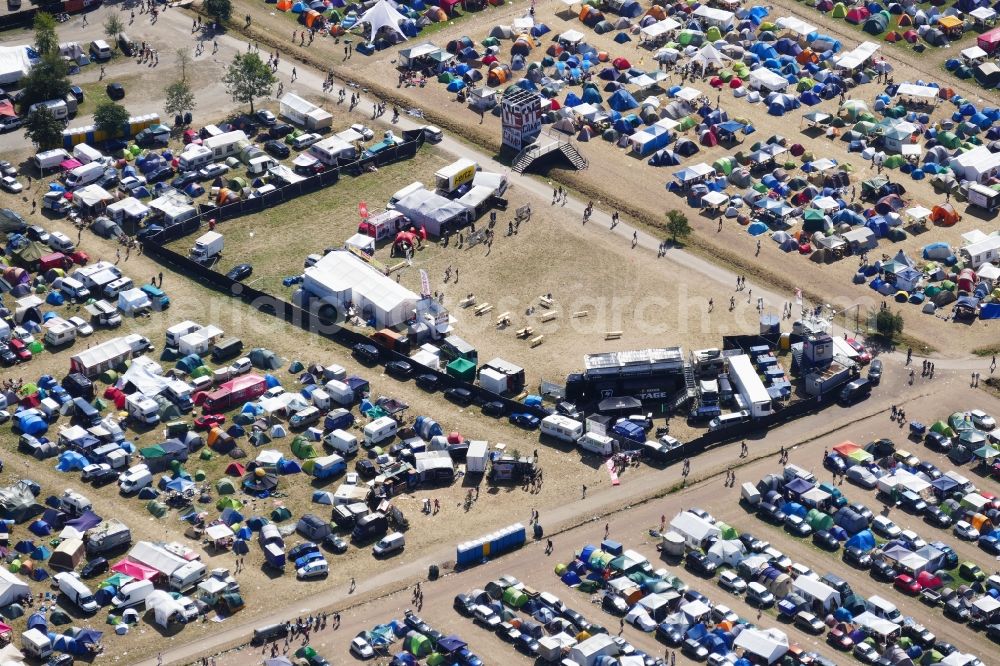 Aerial image Eschwege - Participants in the Open Flair music festival on the event concert area in Eschwege in the state Hesse