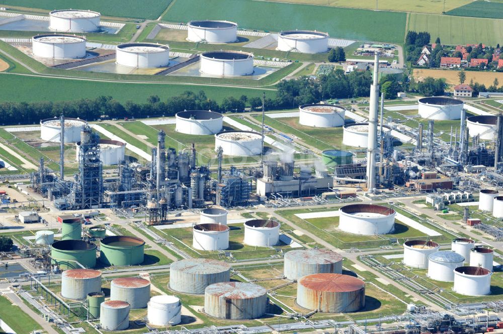 Aerial image Ingolstadt - Site of the Petroplus AG Ingolstadt in Bavaria