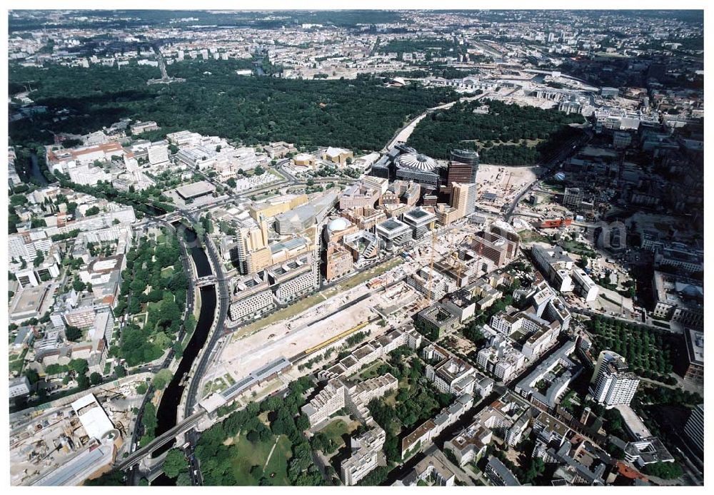 Berlin - Tiergarten from the bird's eye view: Gelände des Potsdamer Platzes in Berlin-Tiergarten - ein Objekt der HVB - Projekt GmbH.