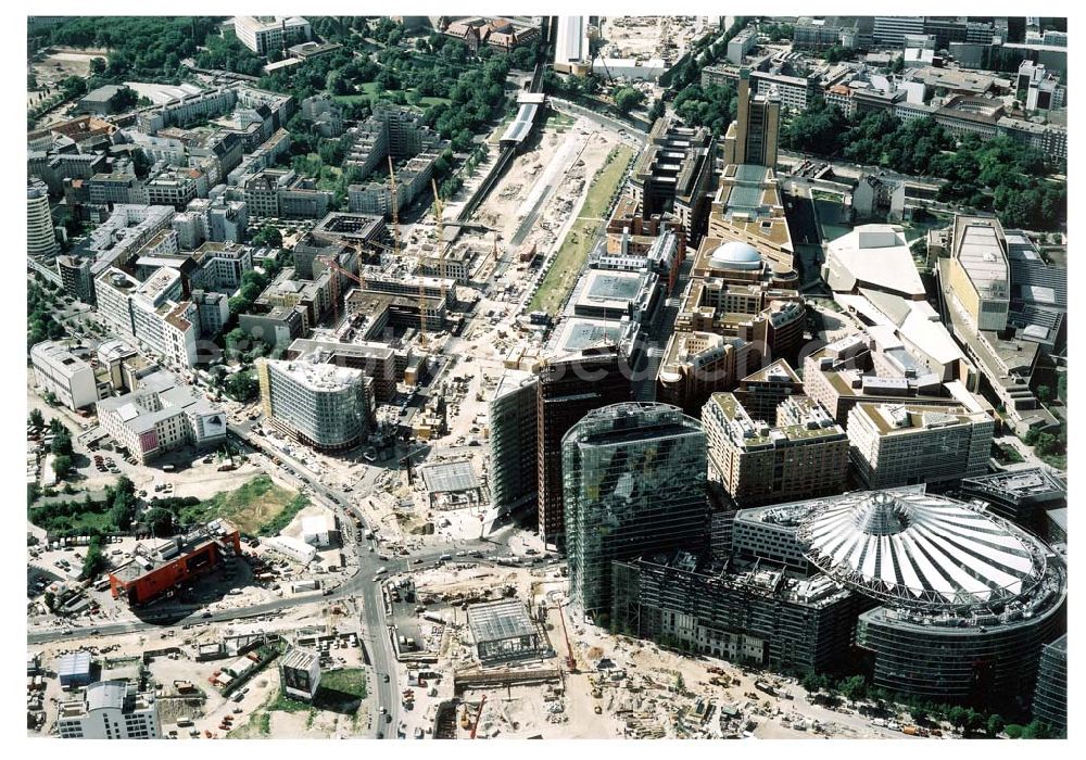 Aerial image Berlin - Tiergarten - Gelände des Potsdamer Platzes in Berlin-Tiergarten - ein Objekt der HVB - Projekt GmbH.