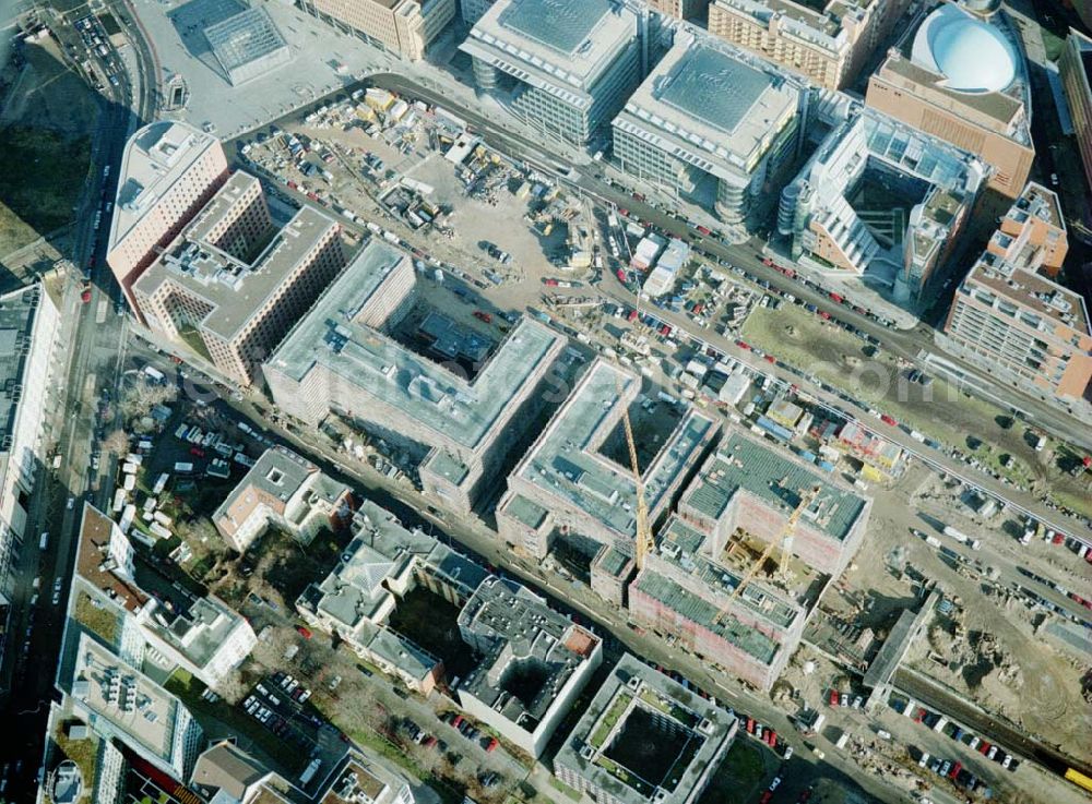 Berlin - Tiergarten from above - Gelände des Potsdamer Platzes in Berlin-Tiergarten - ein Objekt der HVB - Projekt GmbH.