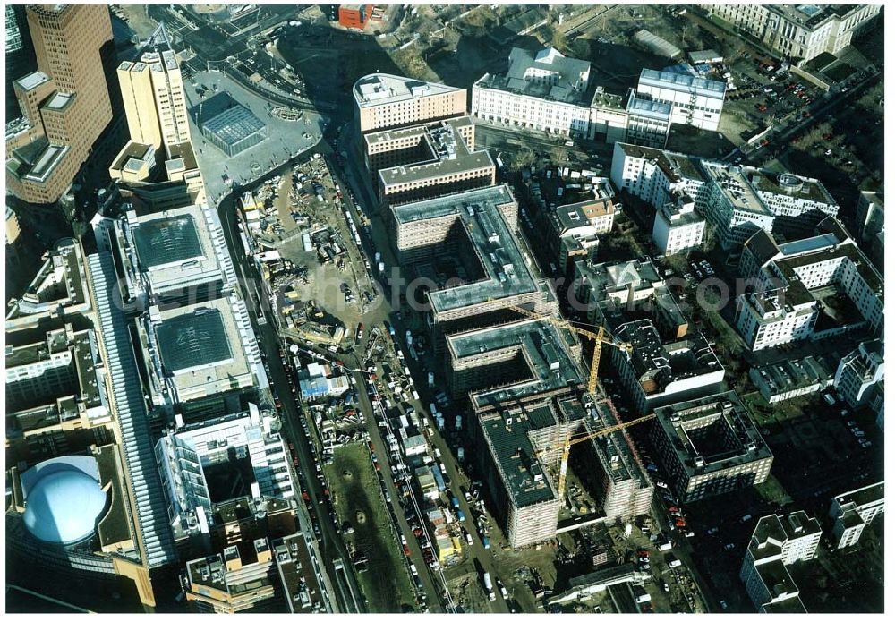 Aerial image Berlin - Tiergarten - Gelände des Potsdamer Platzes in Berlin-Tiergarten - ein Objekt der HVB - Projekt GmbH.